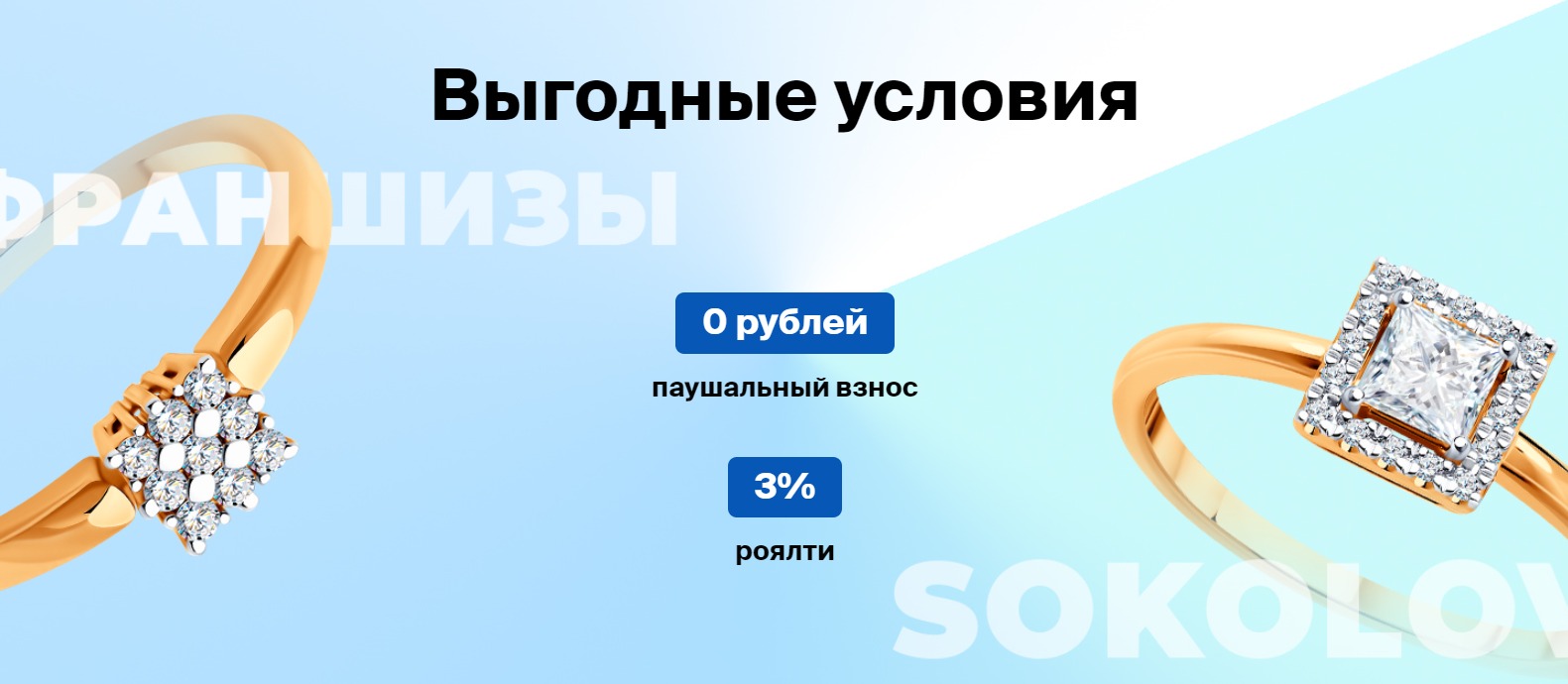 Условия франшизы ювелирных изделий Соколов