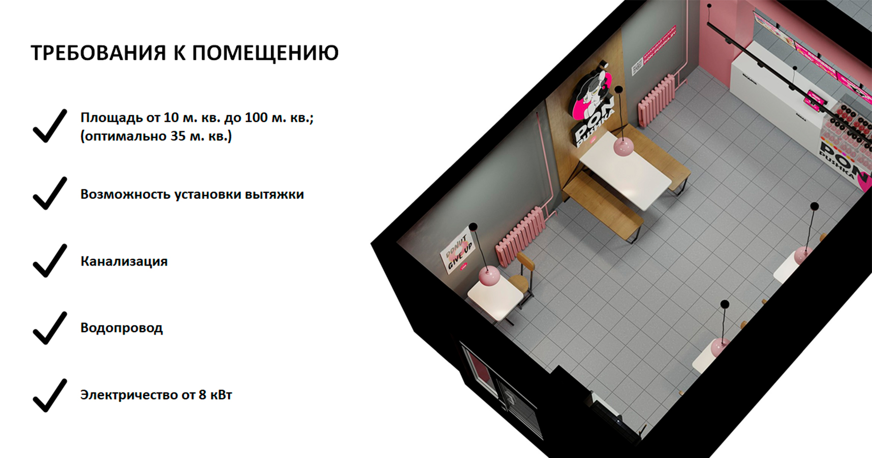 в каком помещении можно открыть кафе пончиков